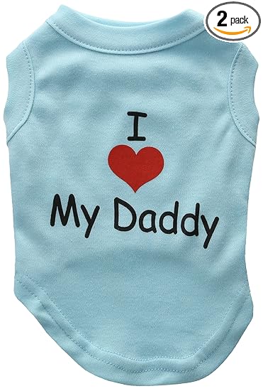 Mirage Pet Products 10-Inch I Love My Daddy Screen Print Shirts for Pets, Small, Aqua