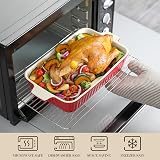 MALACASA, Series Bake, Rectangular Baking Dish Set of 4 (9"/11"/12"/14"), Oven to Table Baking Dish with Ceramic Handles Ideal for Lasagne/Pie/Casserole/Tapas, Red - 4