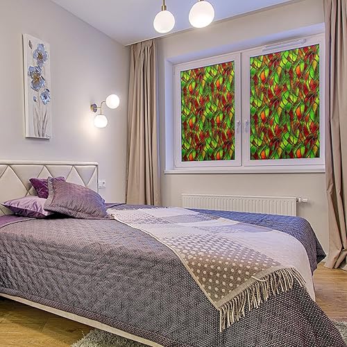 Miniatura 76 de Película decorativa de privacidad para ventana de arcoíris, película decorativa de adherencia estática para baño, oficina en casa, bloqueo UV, 17.7