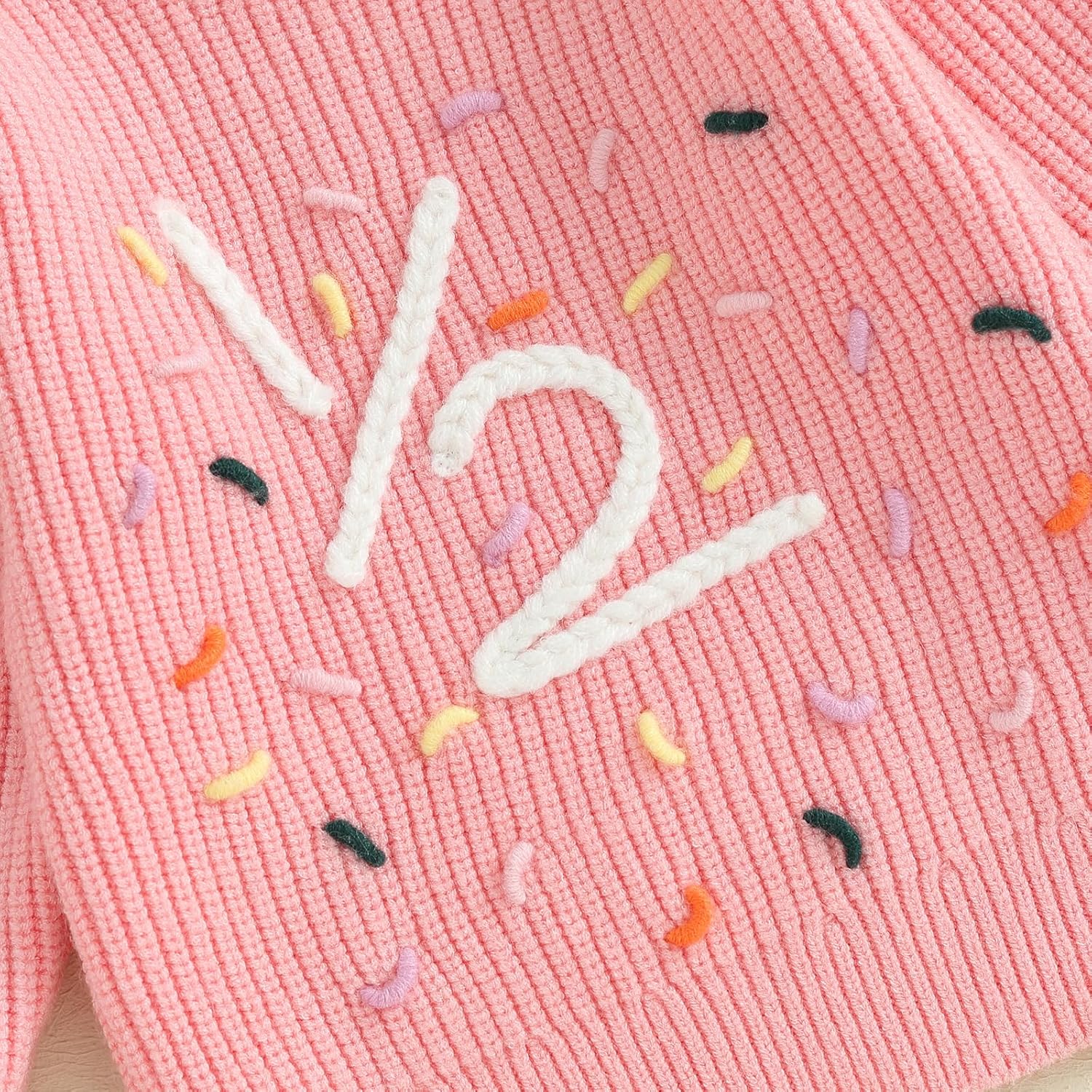 Infant Baby Girl Knit Sweater Half Birthday Outfit Baby Girl Cute 1/2 Birthday Outfit Fall Winter Warm Clothes - Image 2