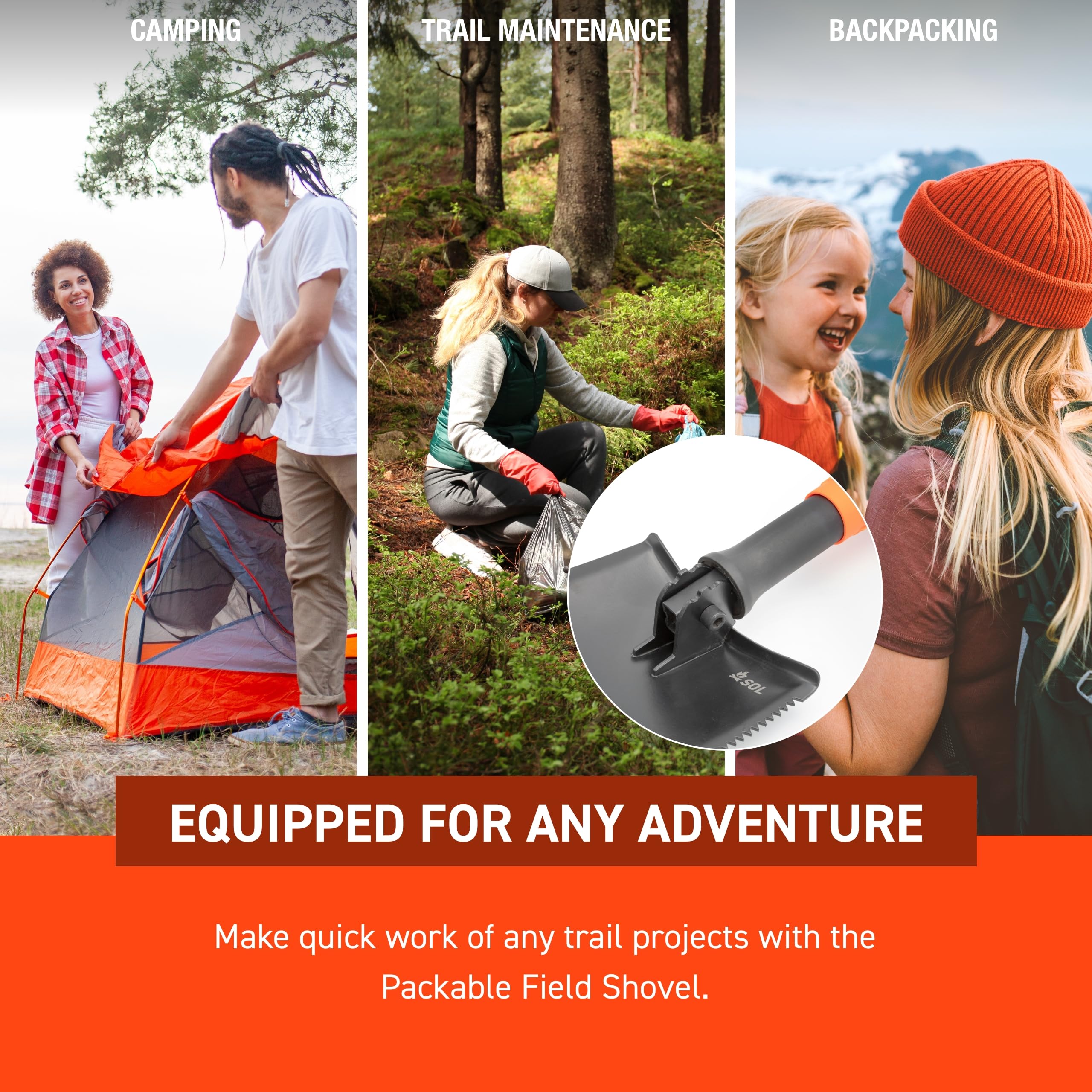 SOL Survival Carbon Steel Packable Field Shovel