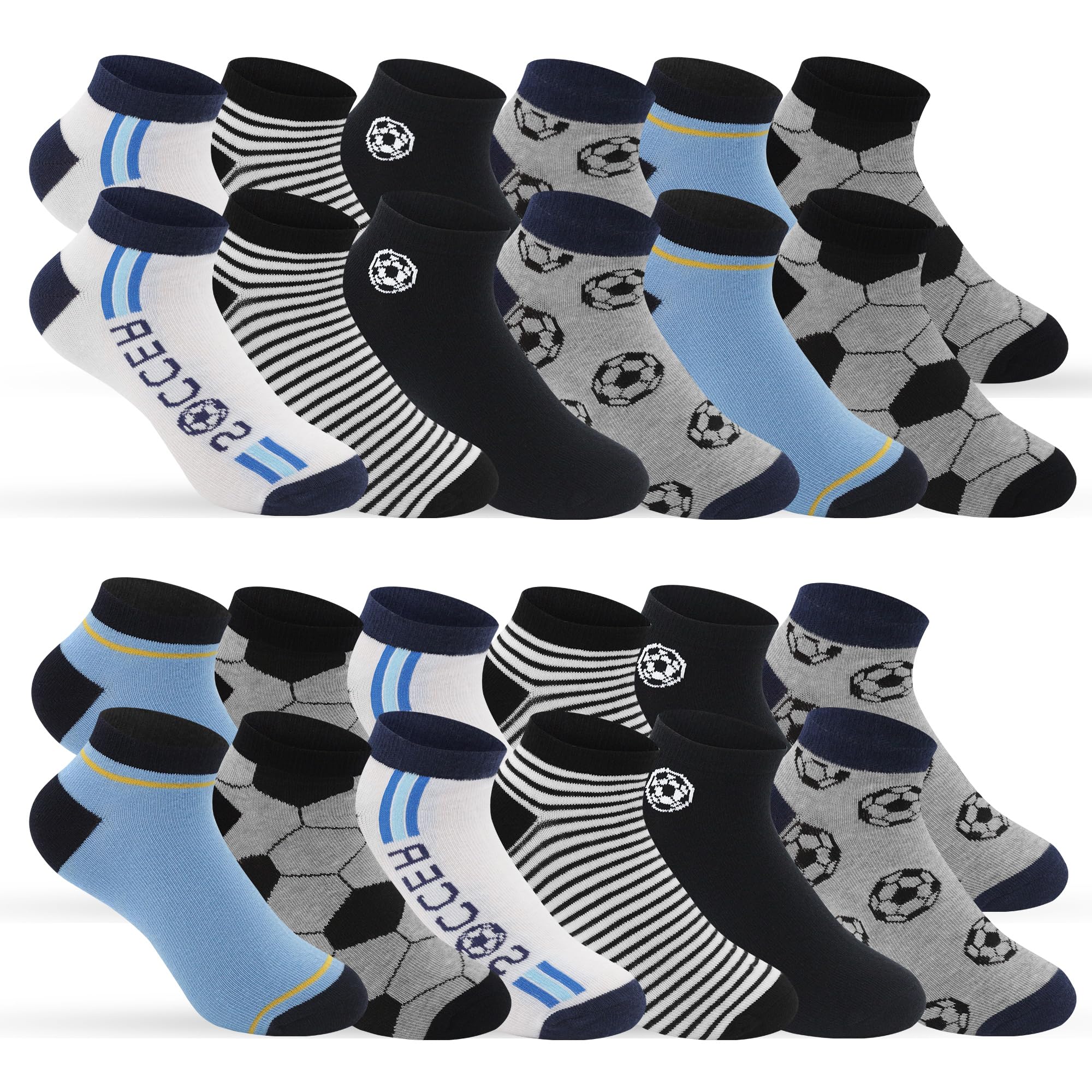 Geyuwoz 12 Paar Kinder Socken Jungen Sportsocken Kindersocken Baby Jungen Baumwolle Sneakersocken Bunt Stoppersocken Kinder 31-34 Unisex