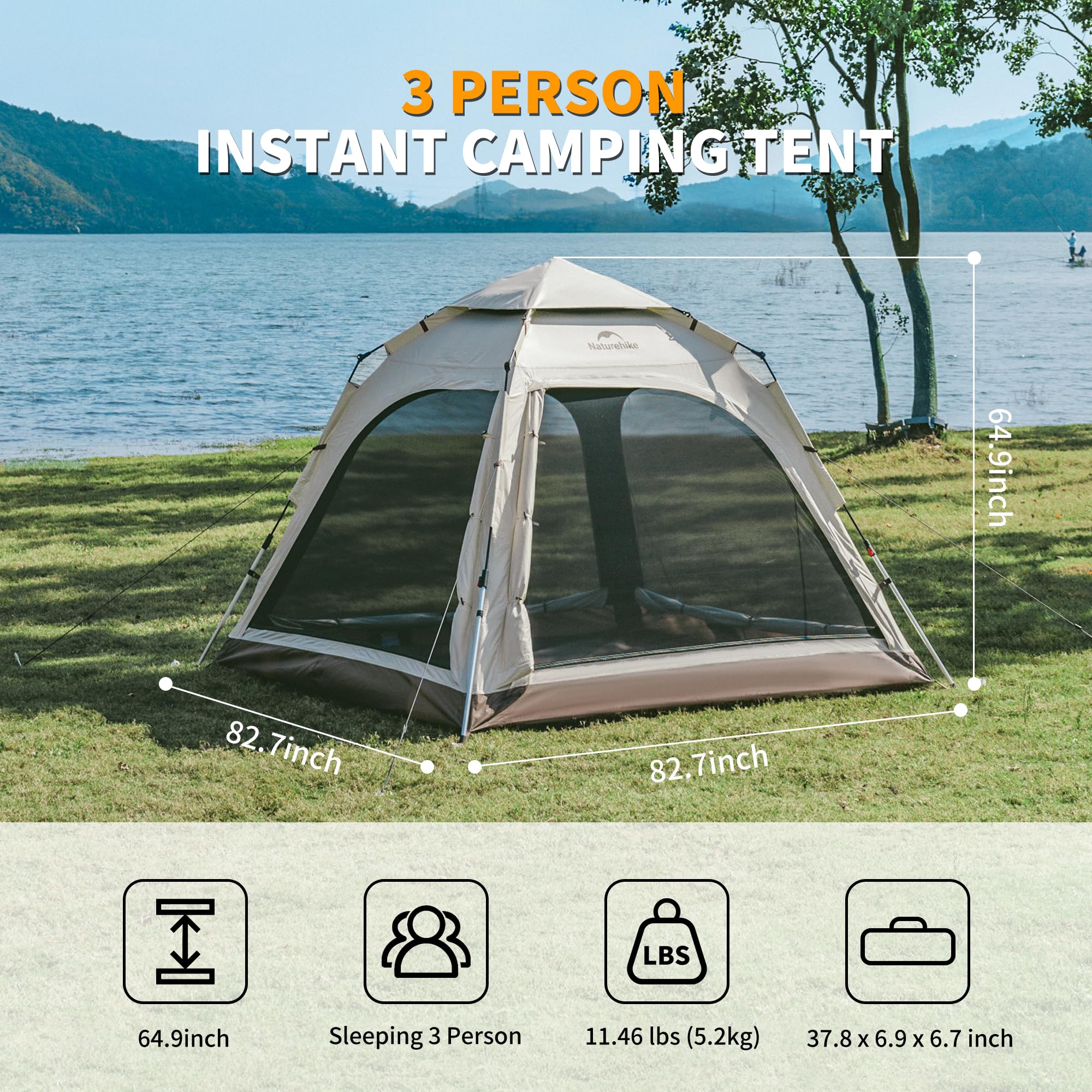Amazon.com : Naturehike Upgraded Ango 3-4 Person Blackout Tent