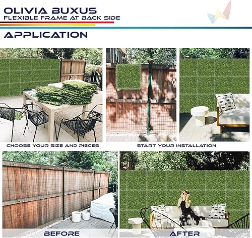 Miniatura 175 de Windscreen4less 6 paneles artificiales de boj de 20 x 20 pulgadas, seto topiario, plantas, hierba, pantalla de privacidad para exteriores, Boj