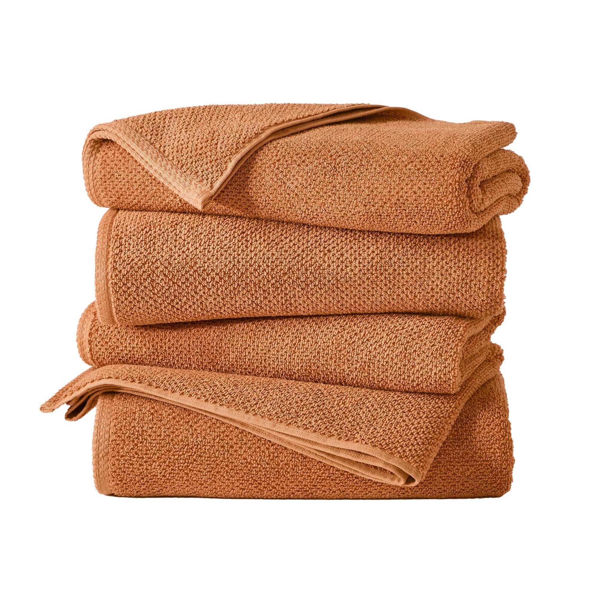 Toallas de baño de algodón premium Acacia, set de 4 piezas de alta absorción color arcilla