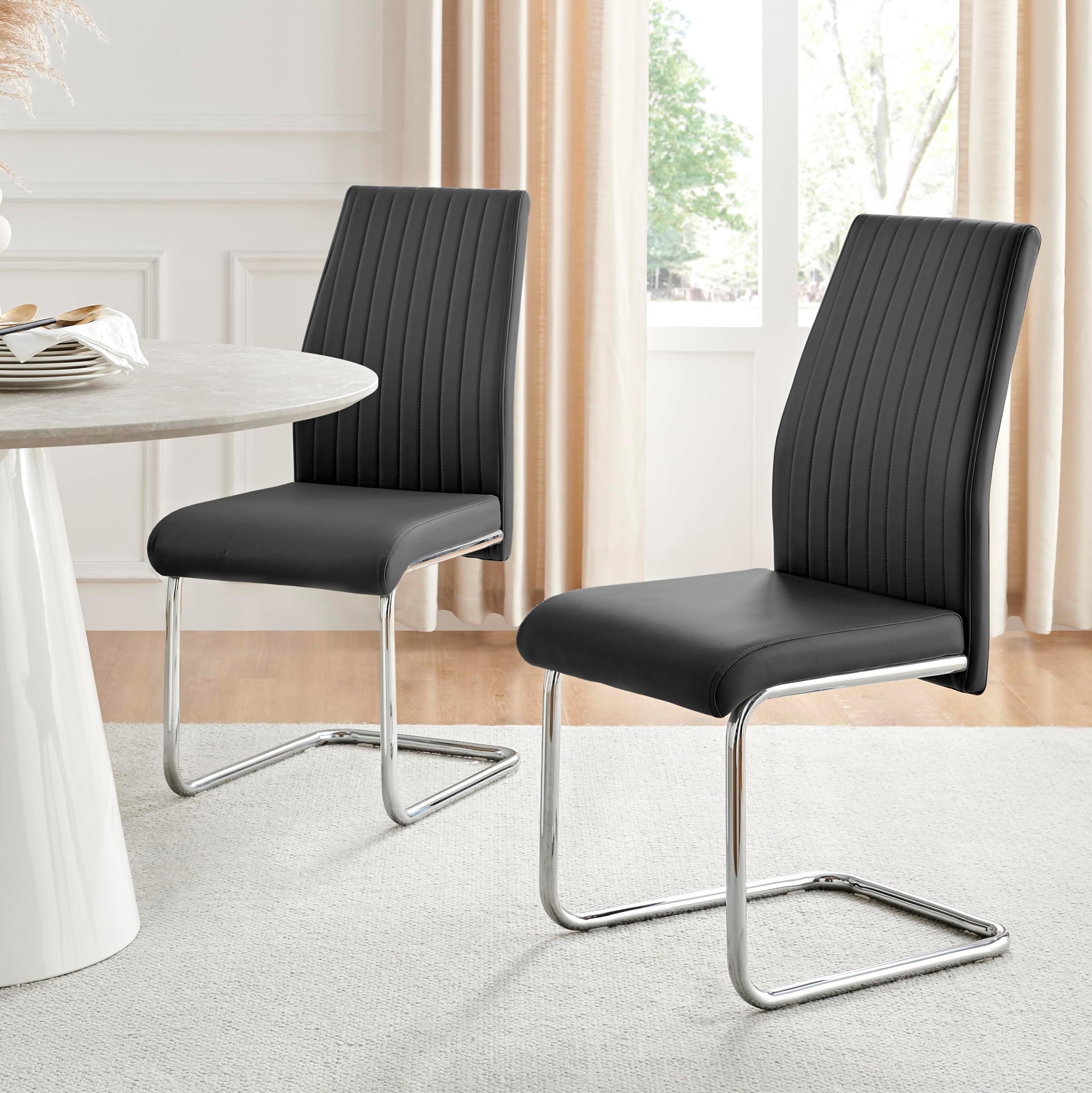 Furniturebox UK Black Dining Chairs Set of 2 Lorenzo Chairs for Dining ...
