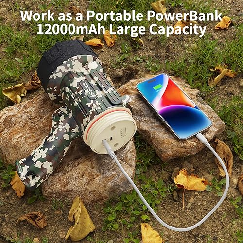 Miniatura 6 de BUYSIGHT Linterna recargable de 1000000 lúmenes, linterna impermeable de mano, reflector de caza con lente roja (camuflaje verde-COB)