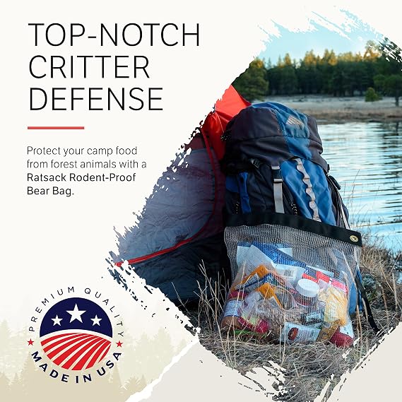RATSACK Backpacking Food Bag - Ultralight Rodent Proof Dry Storage for Backpacking - Bear Bag Food Storage for Camping with Odor Proof Container, Survival Utility Rope and Carabiner (Small)