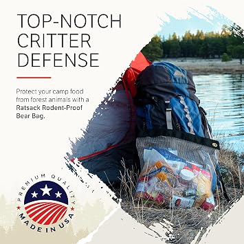 RATSACK Backpacking Food Bag - Ultralight Rodent Proof Dry Storage for Backpacking - Bear Bag Food Storage for Camping with Odor Proof Container, Survival Utility Rope and Carabiner (Small)