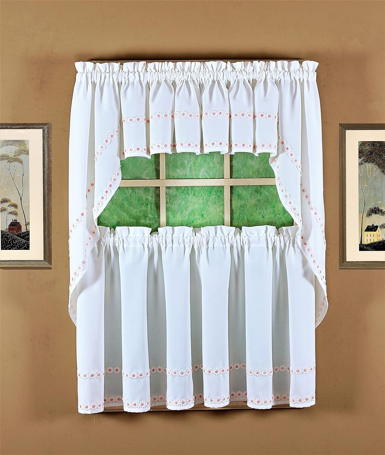 Today's Curtain Daisy Mae Applique Tier 36", Pink