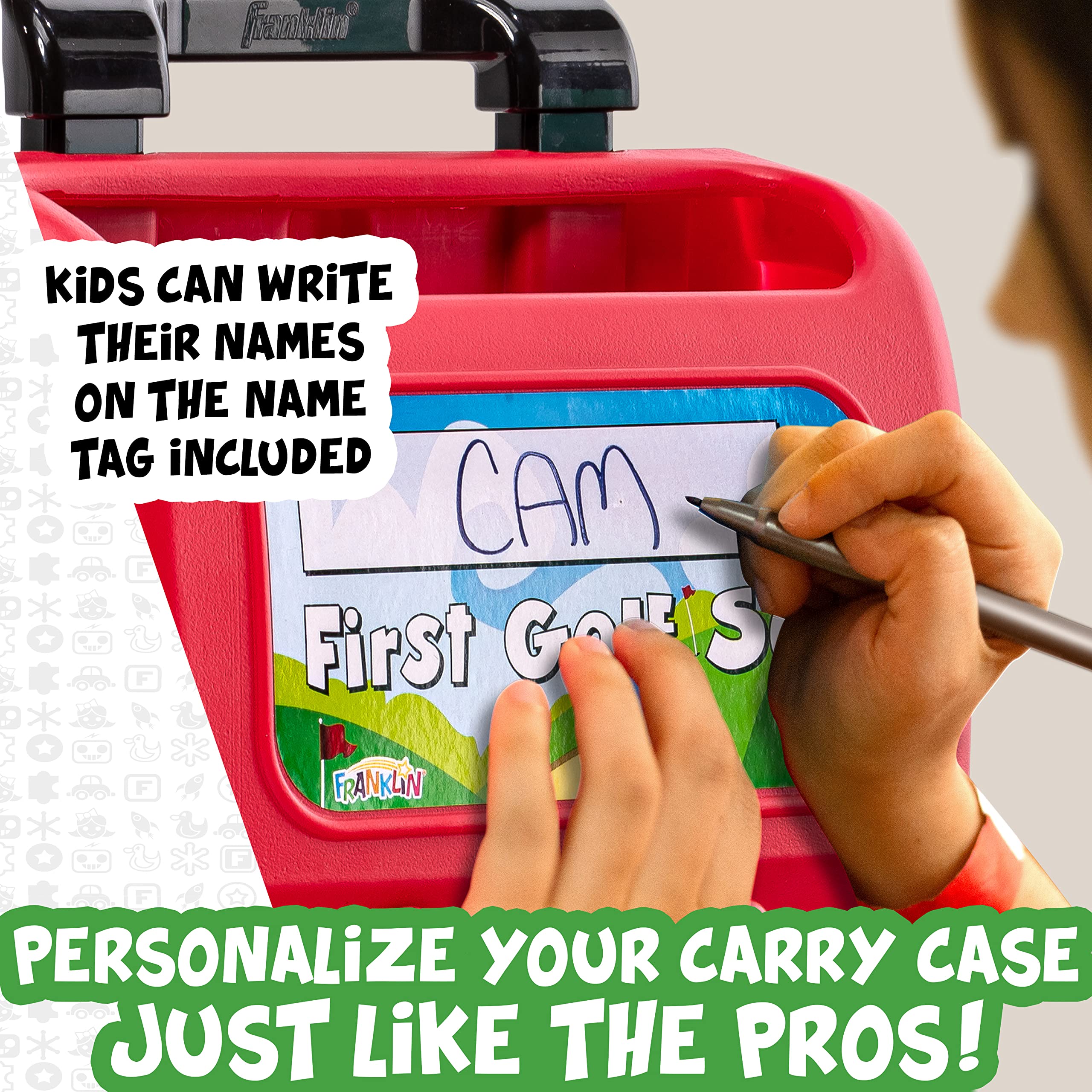 Franklin Sports Kids Toy Golf Set - MyFirst Plastic Golf Clubs + Balls Set for Kids + Toddlers - Mini Toy Righty + Lefty Golf Club Set - Includes Carry Case, (4) Balls + (4) Holes, Red - Image 7