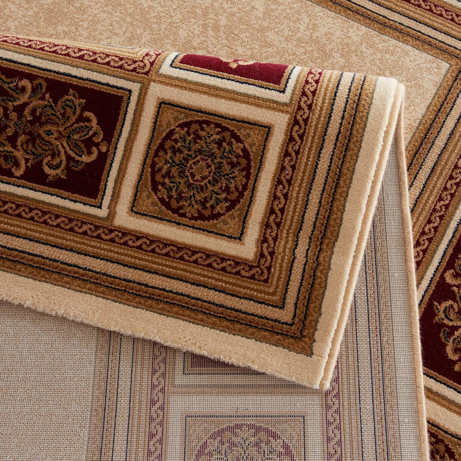 Taracarpet moderner Designer Orient Kurzflor Teppich edle Luxus Qualität im Aubusson Palast Design für Wohnzimmer, Schlafzimmer und Esszimmer Gold-rot 240x340 cm