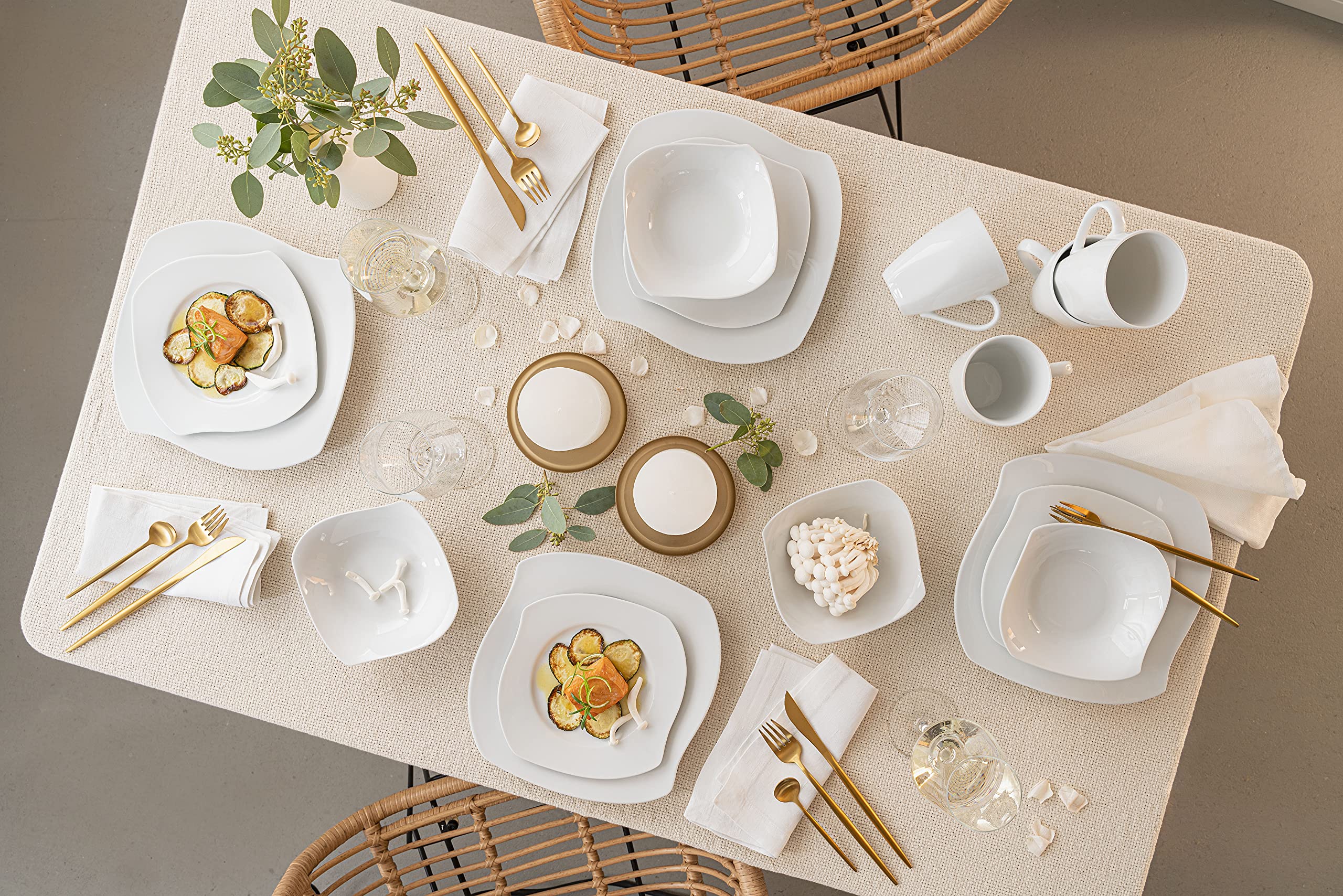 SÄNGER | Kaffeebecher Set Avalon 6 tlg, Porzellan Kaffeetassen für 6 Personen, Kaffee Geschirr in Weiß, Tassen Set für Tee Kaffee & Kakao, Zeitlose Becher aus Porzellan 220 ml | PREMIUM COLLECTION