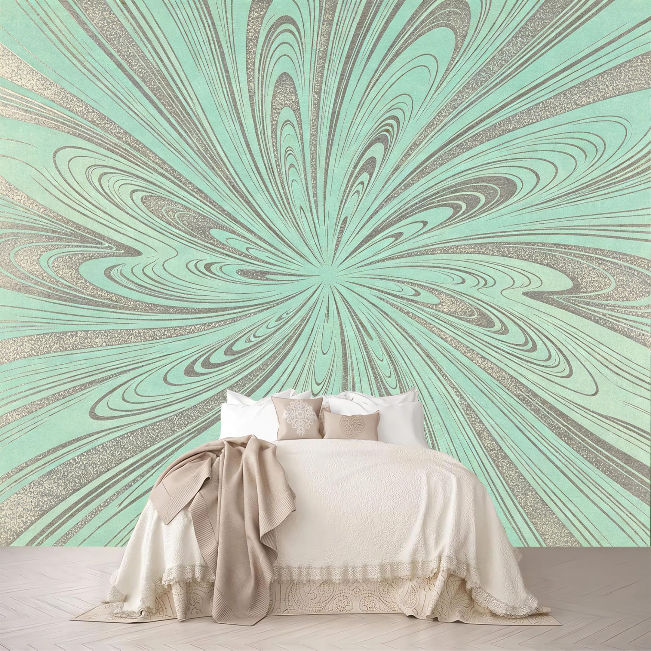 Dskjoviality Ab260706055 Custom Size Wall Mural Mint Swirl Marble Abstract Texture Removable Self Adhesive Peel And Stick Wallpaper For Bedroom Living Room Dining Room