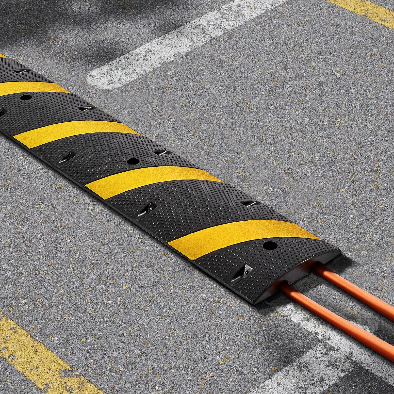 VEVOR Protector de Cables para Suelo 1830 mm 2 Canales Rampa de Protección de Cable Capacidad de Carga de 9979 kg con Tornillos de Expansión, para Caminos de Entrada de Grava, Hormigón, 2 Piezas