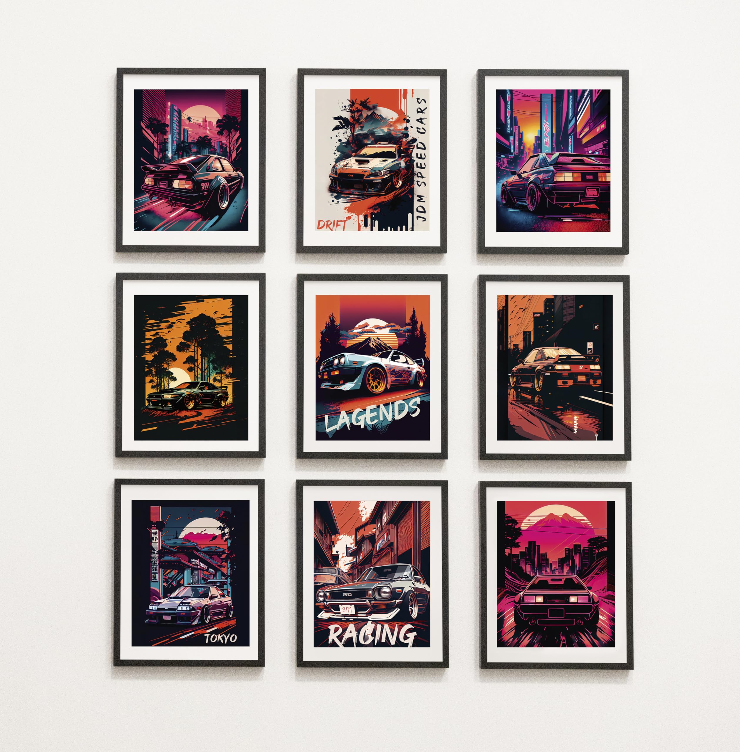 BAYKUL Japanese Car Wall Art Prints, Japan Sports Car Racing Art Posters (8"x10" Unframed), Street Car Canvas Art Painting for Living Room Boys Room Wall Decor, Set of 6 - Image 3