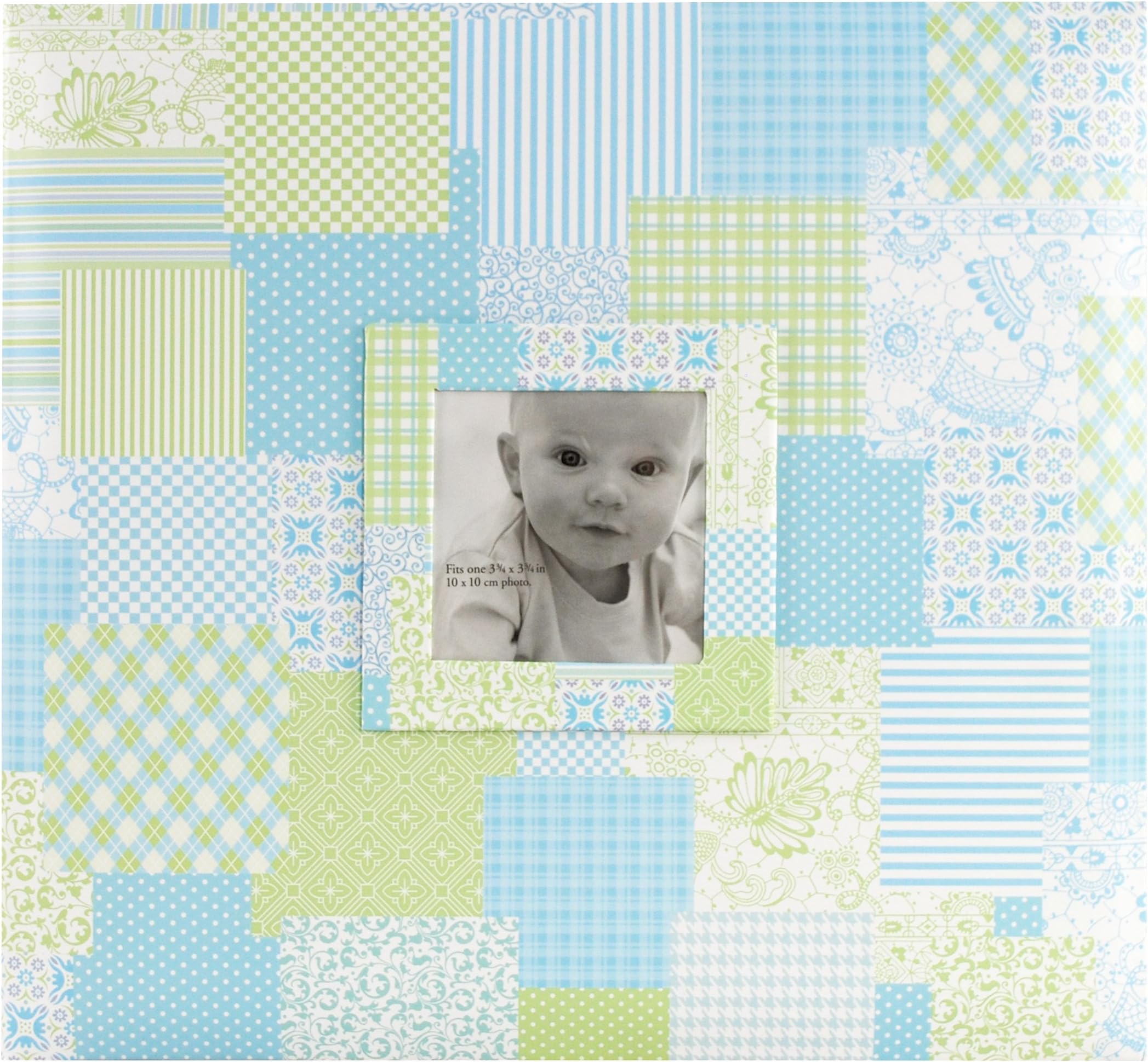 MCSExpandable 10-Page Baby Scrapbook Album with Photo Opening Cover and 12 x 12 Inch Pages, 13.5 x 12.5 Inch, Baby Blue Quilt