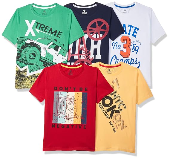 Cloth Theory Boys Regular fit Cotton T-Shirt( Pack of 5)