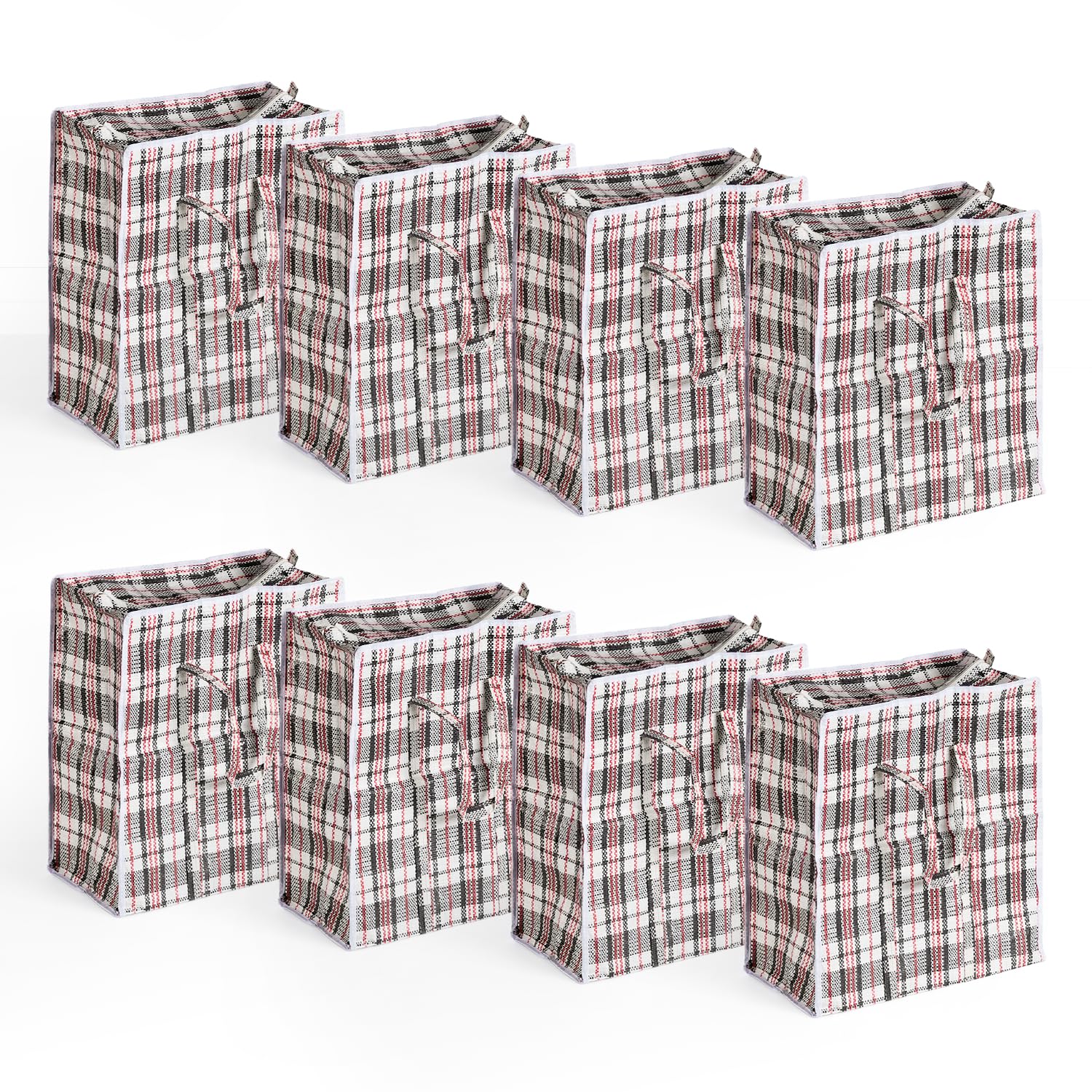 Pack of 8 Laundry Bags with Zips & Handles - 40 x 45 x 25cm, Water Resistant Laundry Bag Ideal as Reusable Shopping Bags, Packing Bags, Clothes Storage Bags, Moving Bags & Carrying Totes Bags — image 1