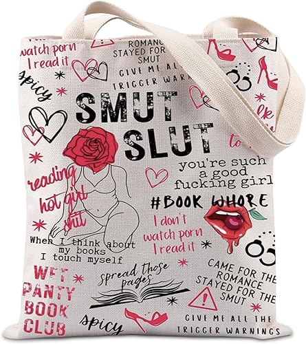 Smutty Book Lover - Funda protectora de libros con cremallera y protector de libro (Smut Slut Tote)