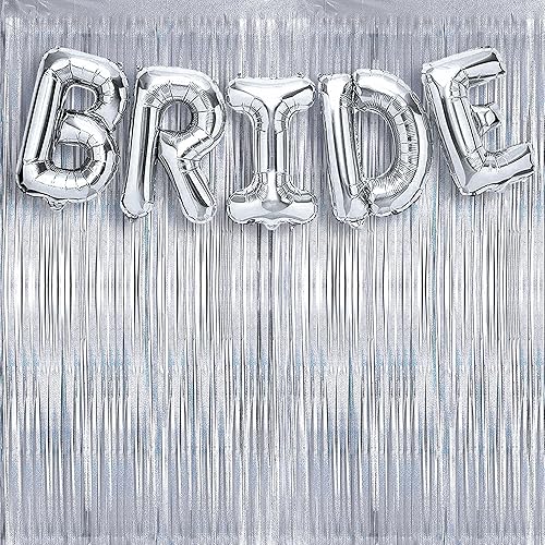 KatchOn, Globos de novia gigantes plateados, 40 pulgadas, cortina de fondo plateada iridiscente, extragrande, 6.4 x 8 pies, paquete de 2 unidades,