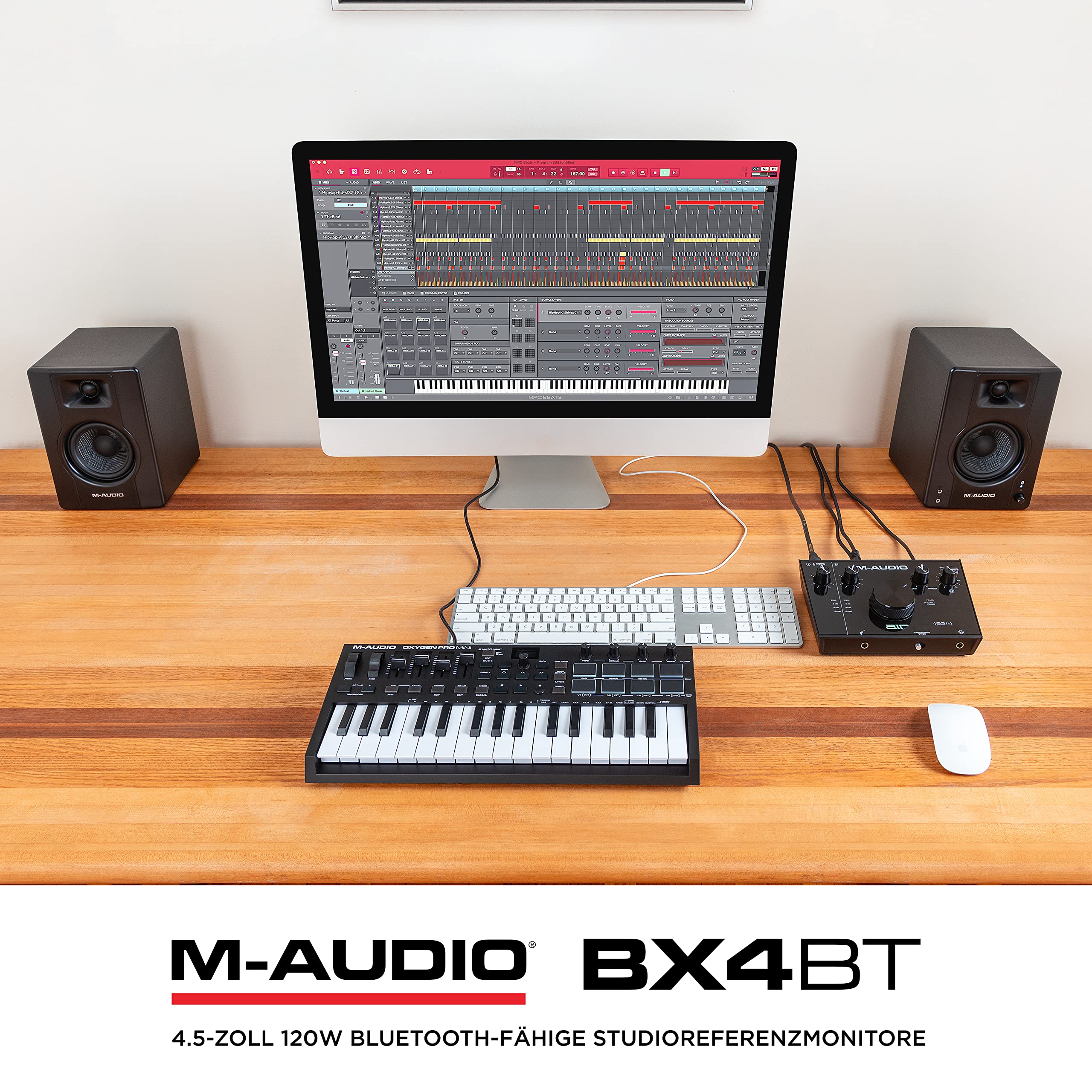 M-AUDIO BX4BT 4.5-Zoll Studio-Monitore mit Bluetooth High-Definition Monitor Lautsprecher Boxen für Recording und Multimedia, Paar