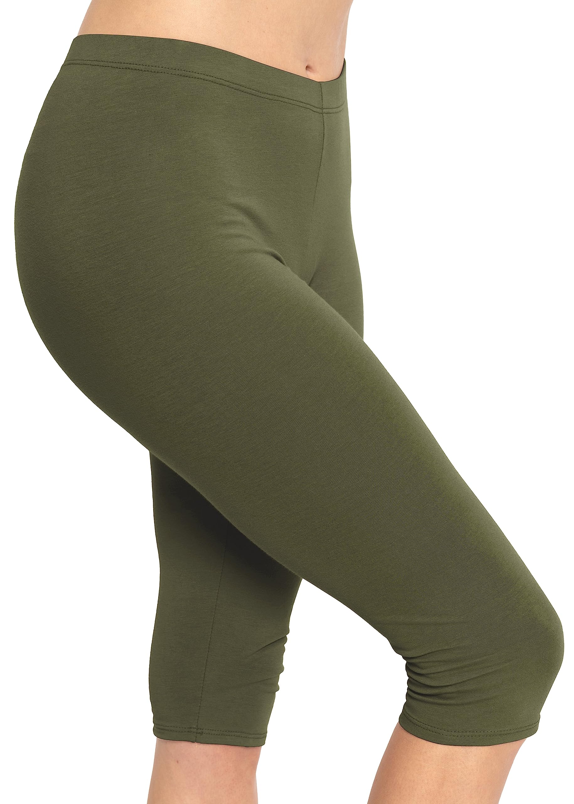 STRETCH IS COMFORT Cotton Capri Leggings, Knee Length Pants, Plus Size