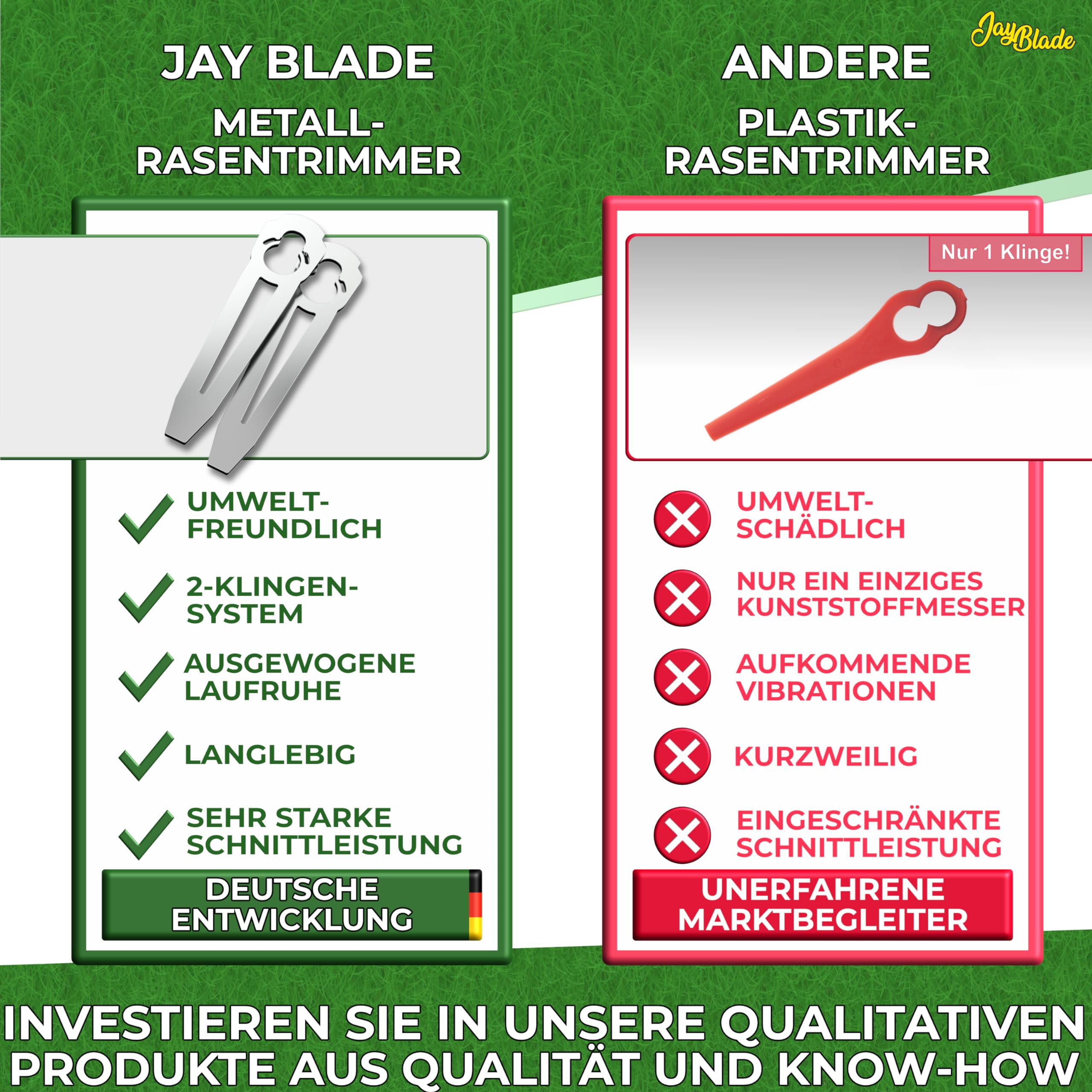 JayBlade Ersatz Metallmesser für Akku-Rasentrimmer, JayBladeDisc1 & JayBladeDisc2 | statt Kunststoffmesser | Ersatzmesser für das JayBladeSet1 & das JayBladeSet2