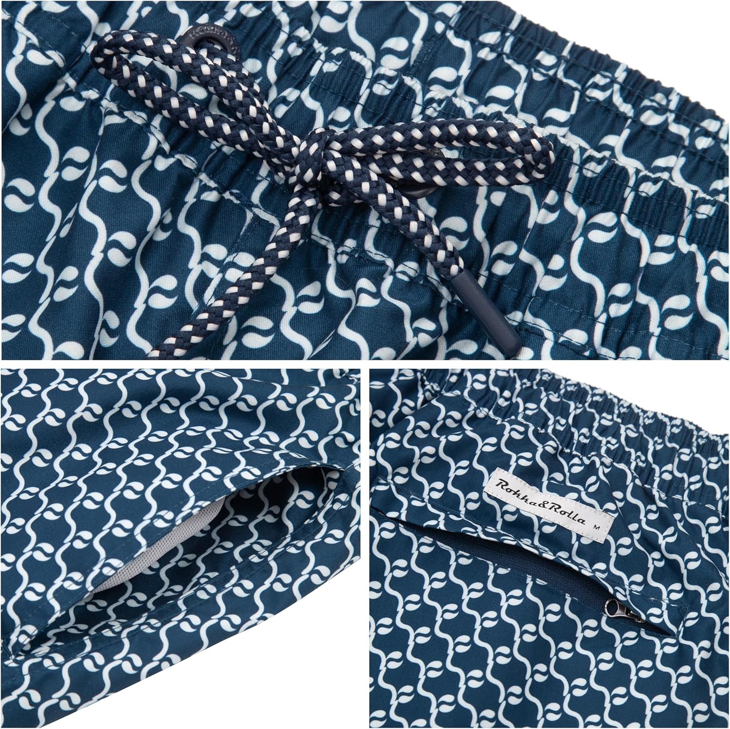 Rokka&Rolla Men's Swim Trunks with Compression Liner 7" Bathing Suit Quick Dry Board Shorts