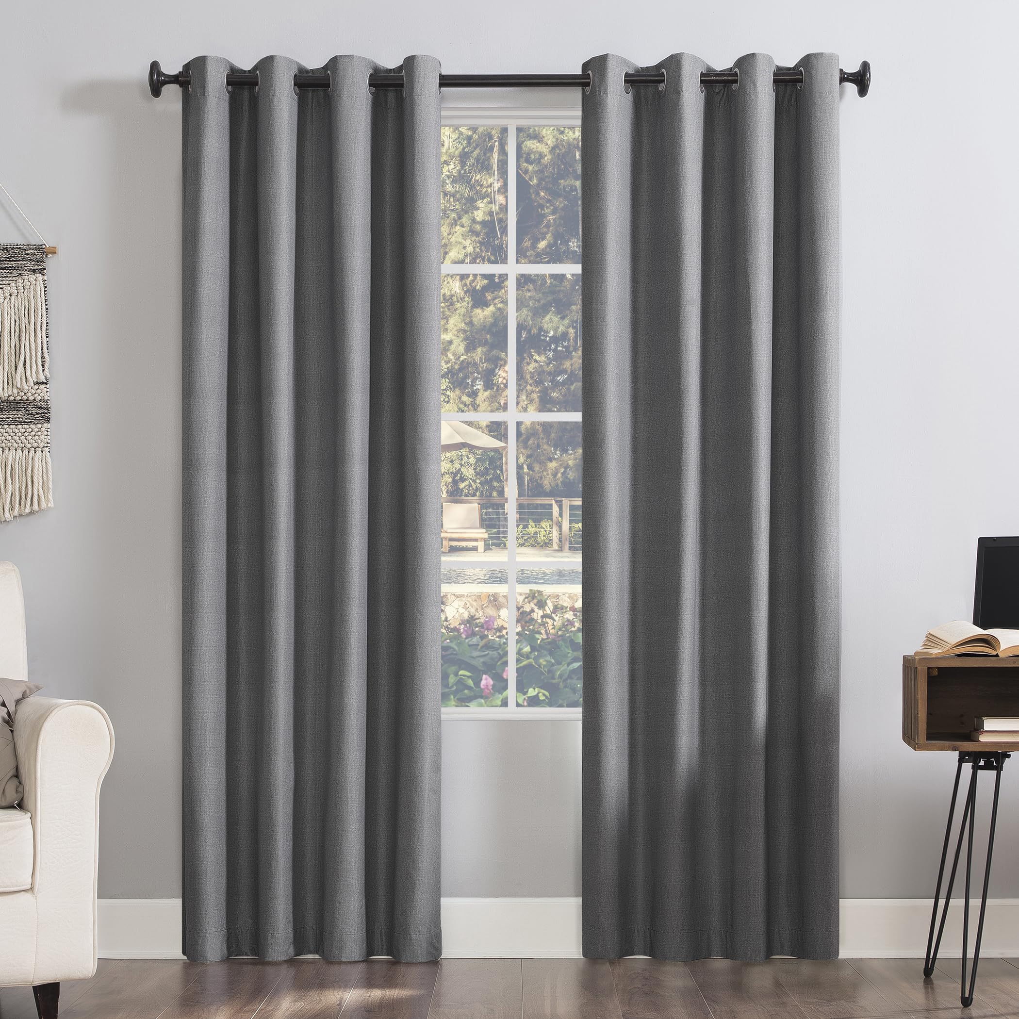Sun Zero Columbia 2'li Paket Termal Enerji Tasarrufu%100 Karartma Gromet Perde Panel Çifti, 127 cm x 213 cm, Gri