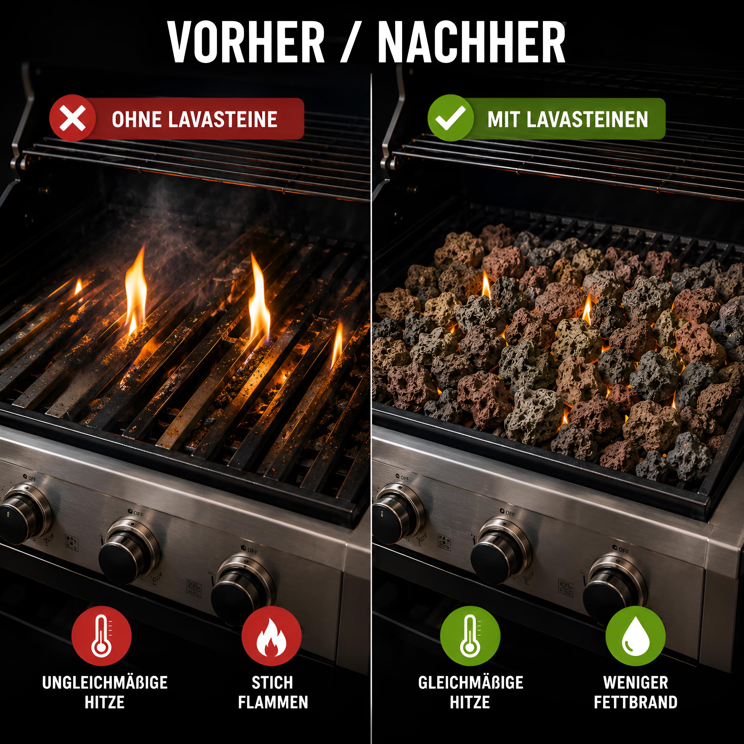 Pietre Laviche 9kg Per Barbecue Refill Pack per Lavastein-Gasgrills per Grill a Gas, Forno E Griglia Elettrica Adatto - Pietra Naturale Come Accessori Grill | Ricarica Lavagrill, Accessori Barbecue per Barbecue a Gas, Forno e Grill Elettrico