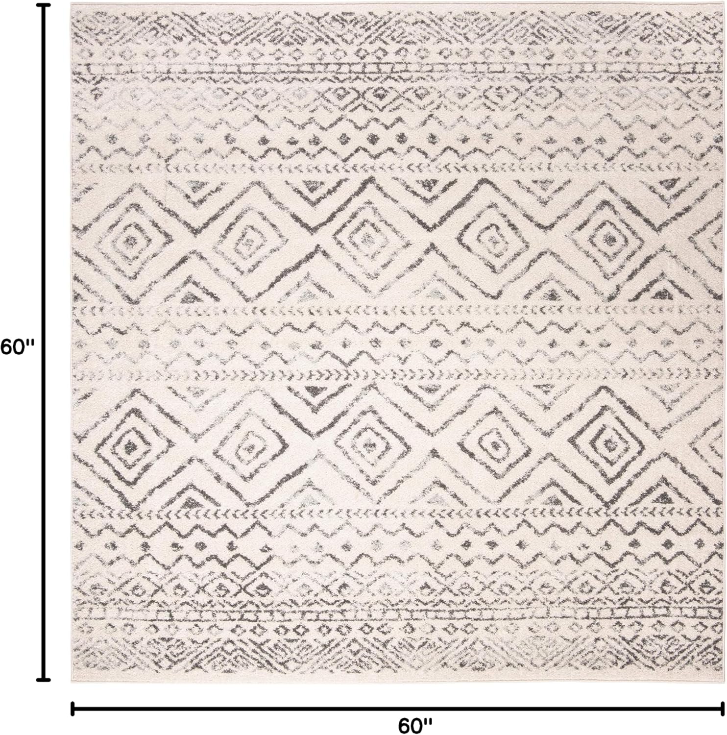Ivory Geometric 5' x 5' Synthetic Area Rug