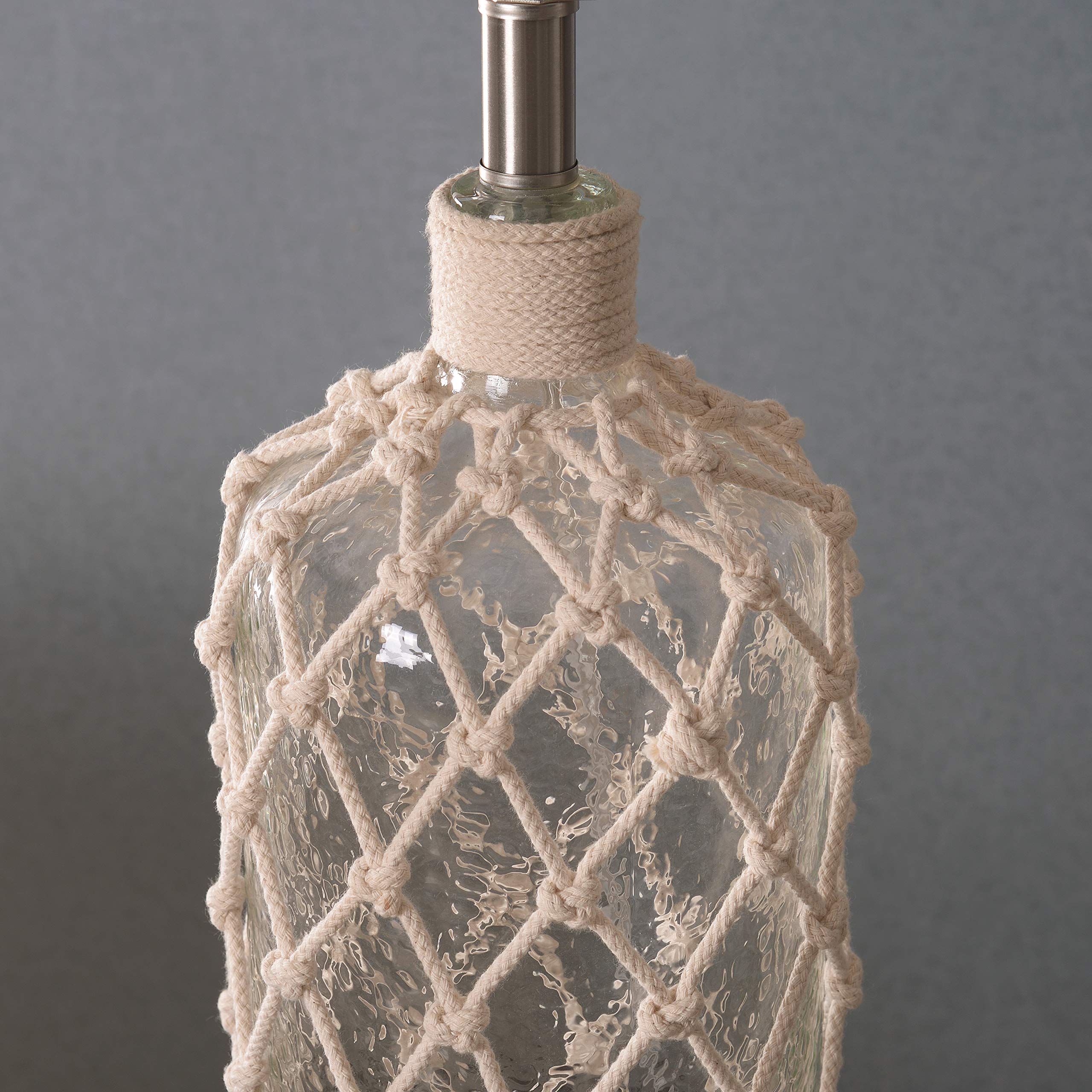 Kenroy Home 32816CLRR Captain Table Lamp with Clear Textured Glass with Rope Wrap Finish, Casual Style, 30" Height, 15" Width, 15" Depth