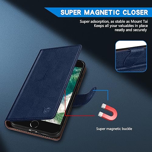 Miniatura 3 de ZZXX Funda tipo cartera para iPhone 7 PlusiPhone 8 Plus con bloqueo RFID, ranura para tarjetas, función atril, cierre magnético, funda protectora de