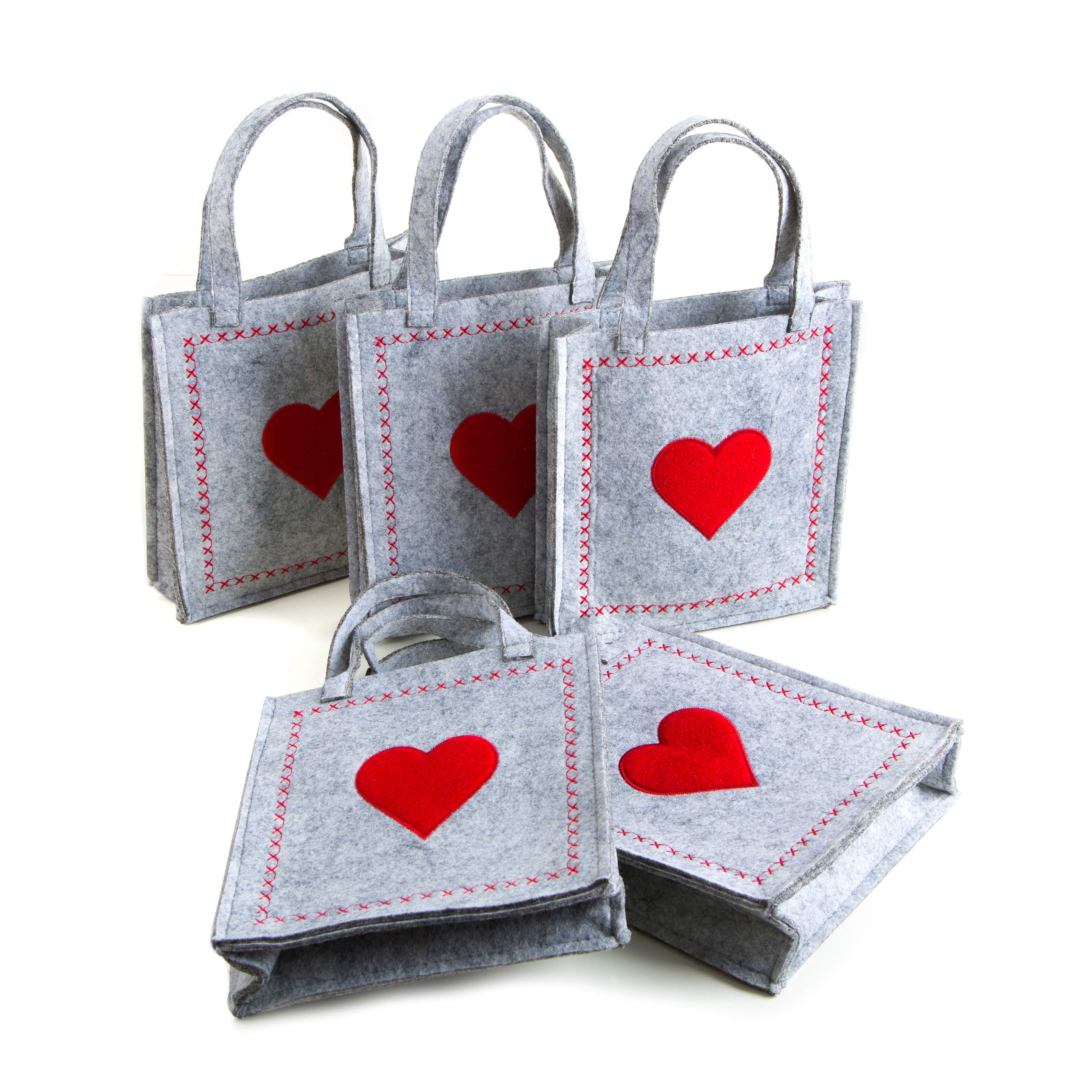 Logbuch-Verlag 5 Sacchetti Regalo In Feltro Grigio - Confezioni Riutilizzabili Per Pasqua, Bomboniere, Oktoberfest (15x11x6 Cm)