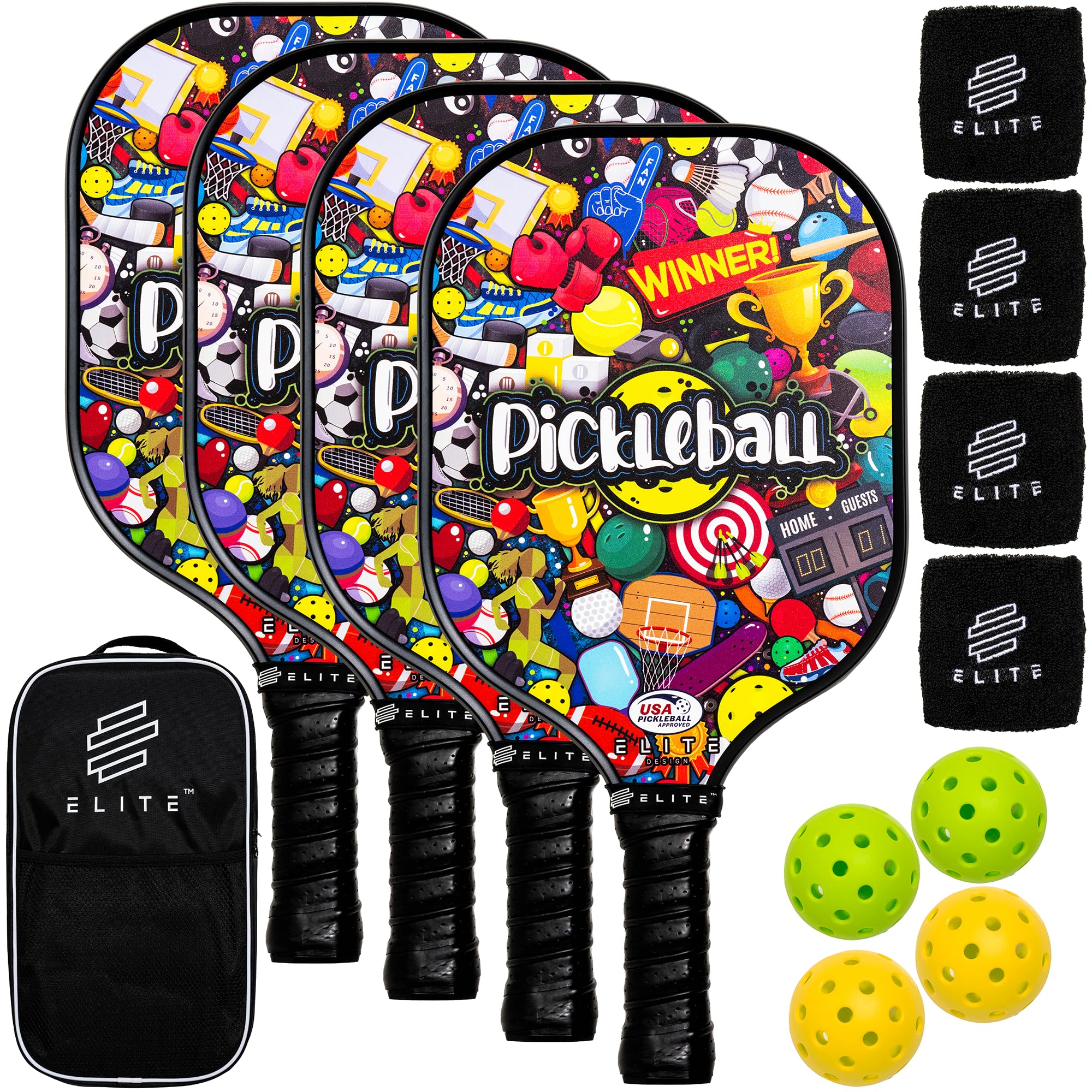【初心者セット】おまけ付き！USAPA認証ピックルボールパドル　TOBY Pro Amazon | ELITE ピックルボールパドル 4個セット USAPA承認パドル