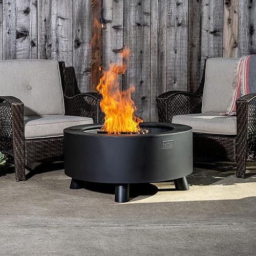 Miniatura 6 de BLACK + DECKER - Fogata de acero para leña sin humo de 34 pulgadas D, cuenco de acero con recubrimiento en polvo negro, incluye póquer