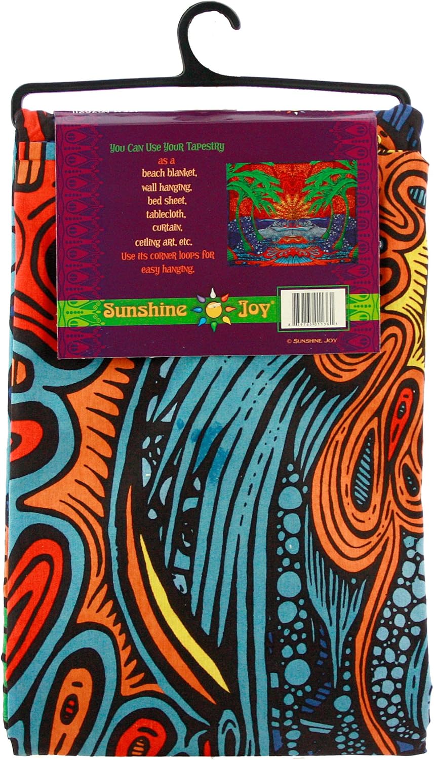 Sunshine Joy 3D Epic Tropical Paradise Surf Wave Palm Tree Tapestry Tablecloth Beach Sheet Wall Art Huge 85x100 Inches - Classic