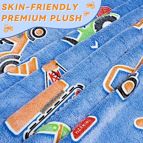 Miniatura 3 de LOKOZ Manta de Construcción Manta de Camión que Brilla en la Oscuridad Manta de Forro Polar para Niños Mantas Lindas de Construcción para Niños