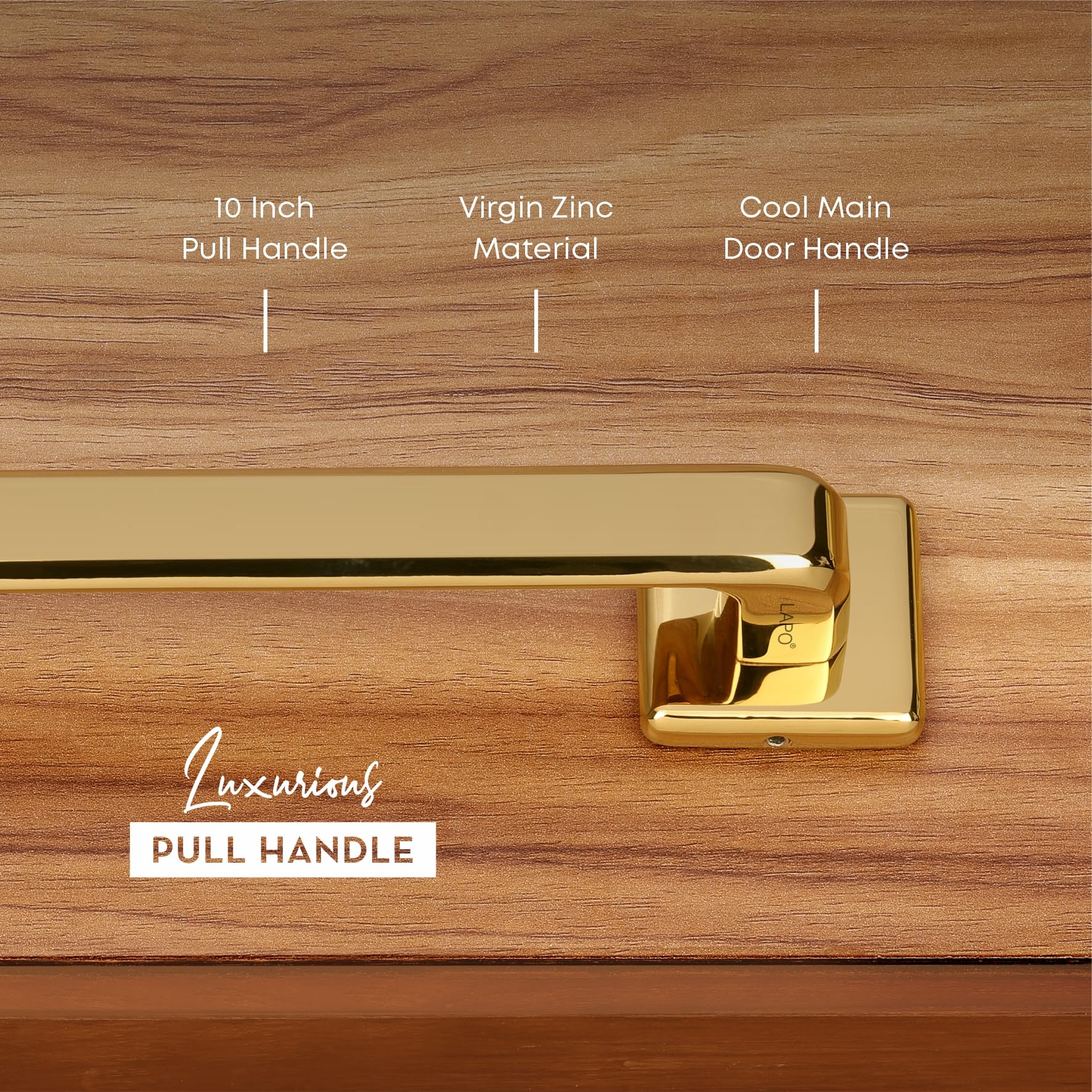 LAPO Cool Door Handles for Main Door | Main Door Handle | Door Handle | Zinc Alloy(10 inches- Pack of 1) Gold Finish | 3 Years Warranty | Pull Handle 4