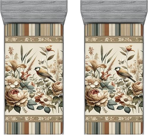 Miniatura 89 de Ambesonne Choo Choo Train Boy - Sábana bajera ajustable para motor de vapor, diseño de tren azul, verde, vintage, funda de cama con bolsillo