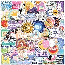 200PCS Astrology Stickers, Waterproof Vinyl Zodiac Stickers for Laptop Water Bottle Scrapbook Journal, Mystical Celestial Decals, Astrology Gifts for Women Men