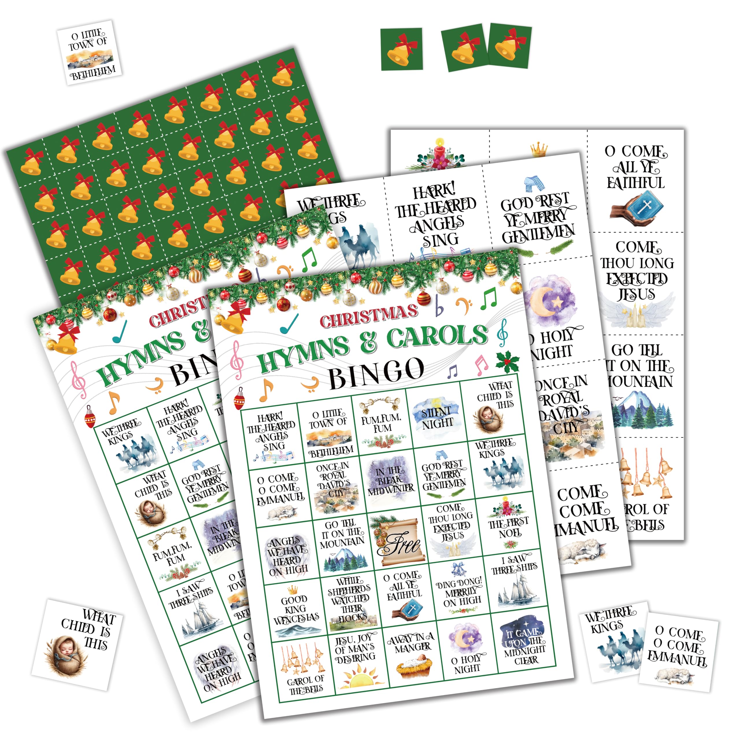 Ycyfckdr Weihnachtsbingo-Spiel, Weihnachtsfeier Bingo-Kartenset, Geeignet für Feiertagsversammlungen und Partys, Kartenspiel für Familie und Freunde, 03