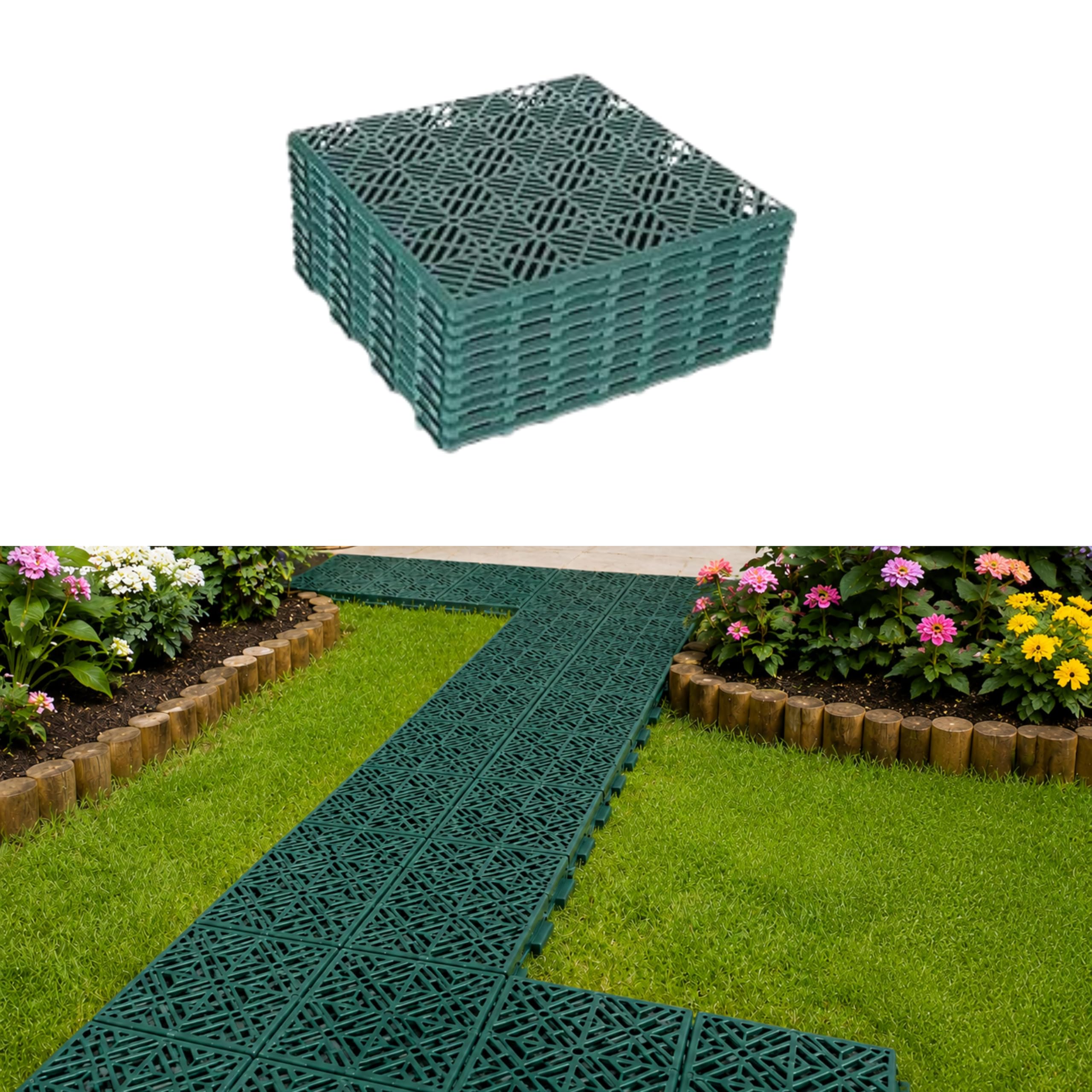 ALAYSTAR Interlocking Garden Deck Tiles 30cm, 10 Pack