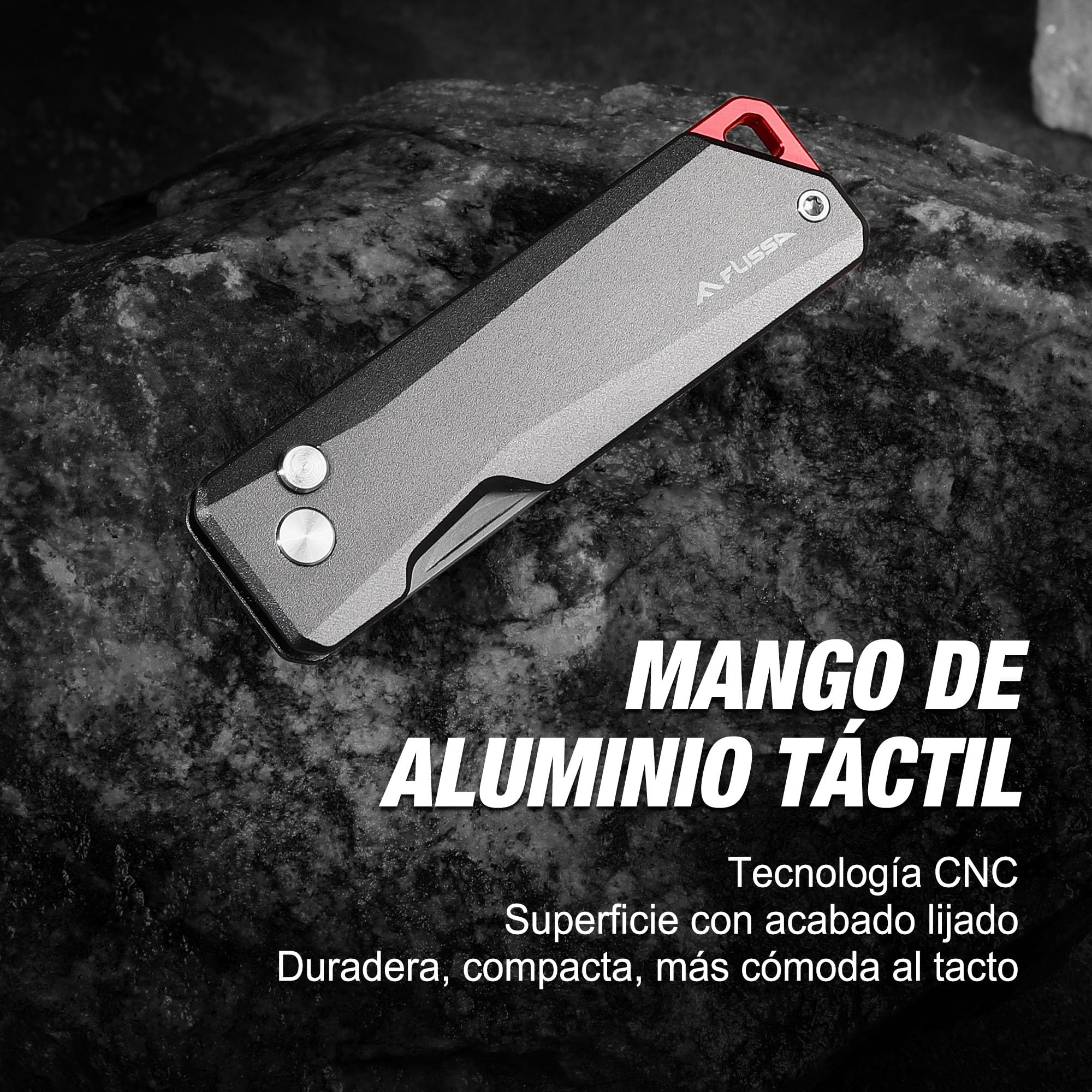 FLISSA Cuchillo Plegable para Alfombra, Cuchillo Universal Fresado en Titanio CNC, Cuchillo de Corte con Cuchilla de Cambio Rápido, con 10 Cuchillas Adicionales