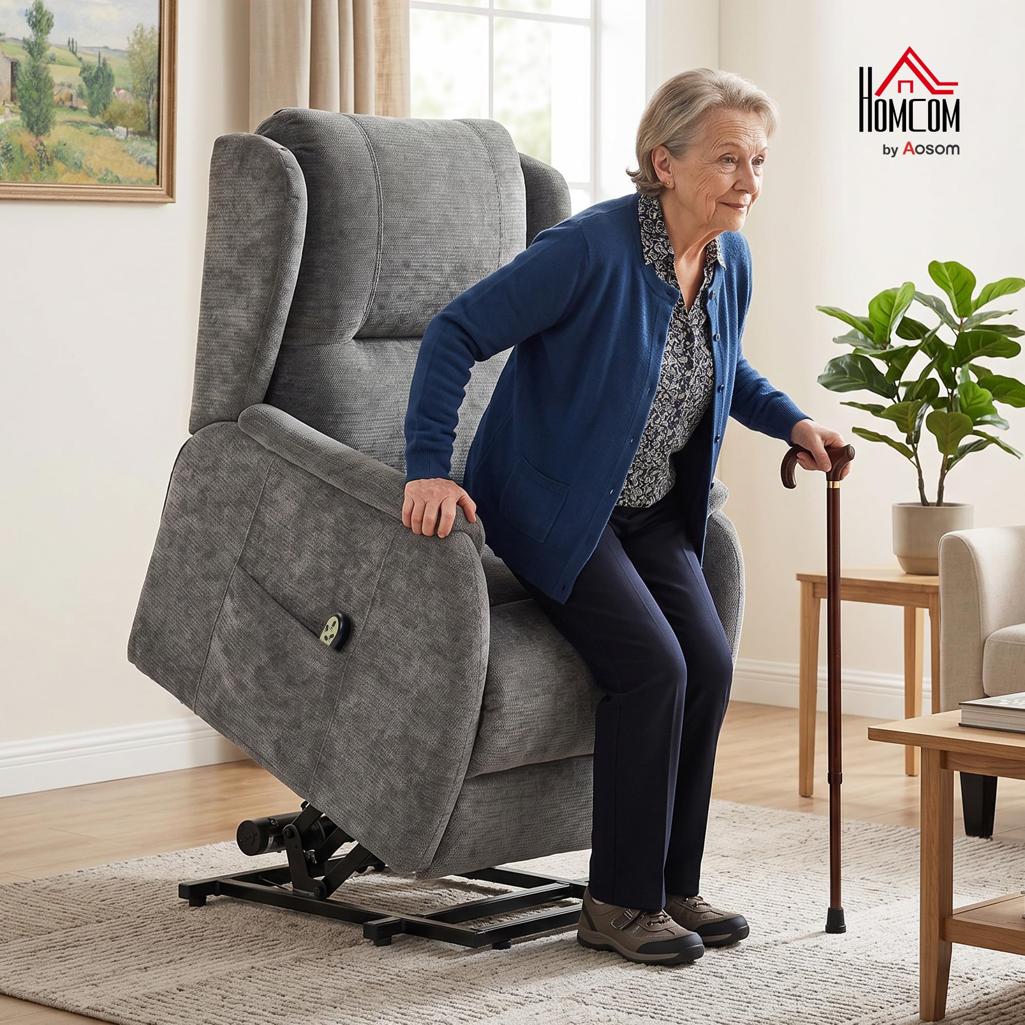 HOMCOM Fauteuil TV électrique réglable 2 Moteurs avec relevage assisté