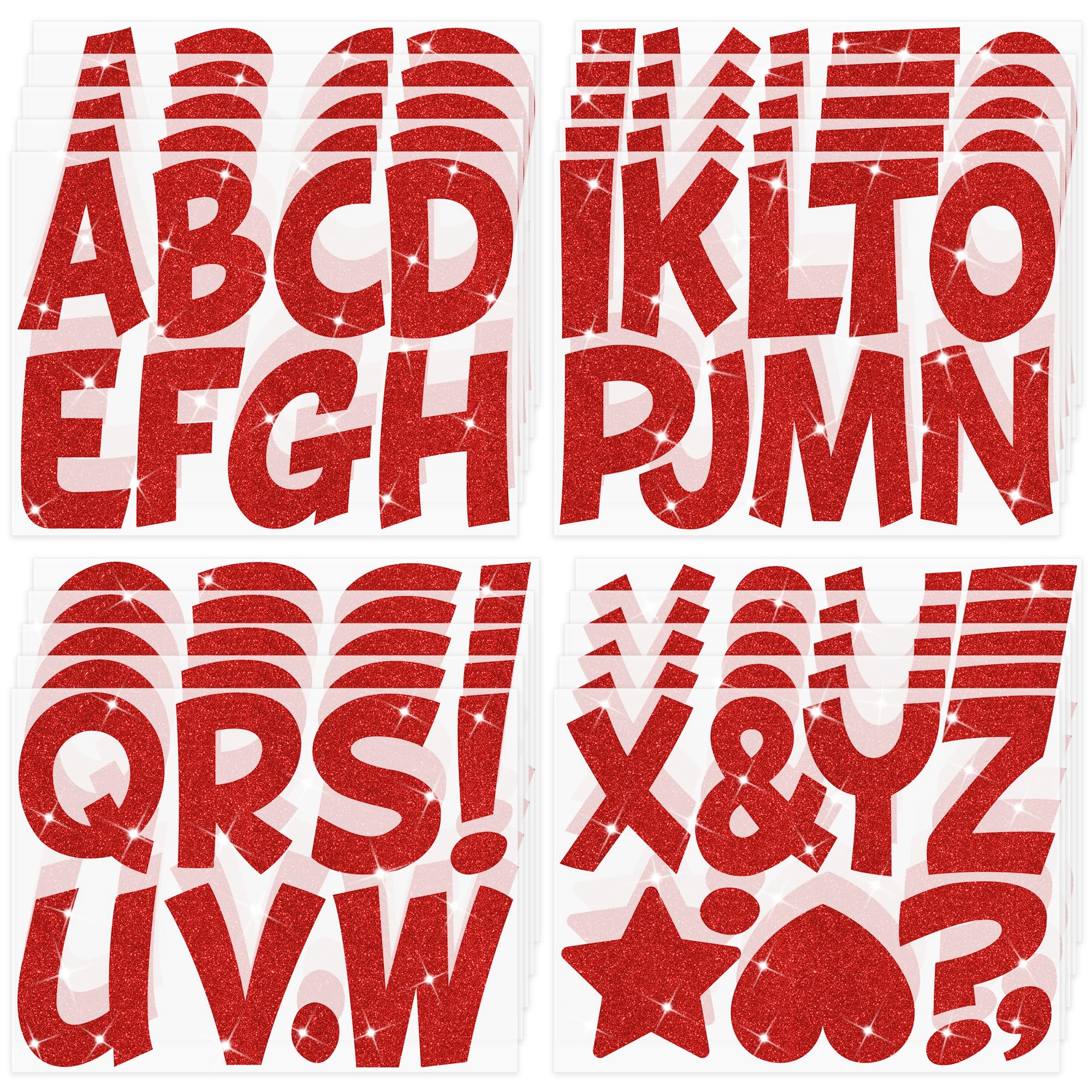 Photo 1 of 170Pcs Bulletin Board Letters 4 Inch Glitter Red Letter Stickers Large Vinyl Alphabet Stickers Self Adhesive Stick on Letters Sticker for Poster Mailbox Display Crafts Party Home Classroom Decor