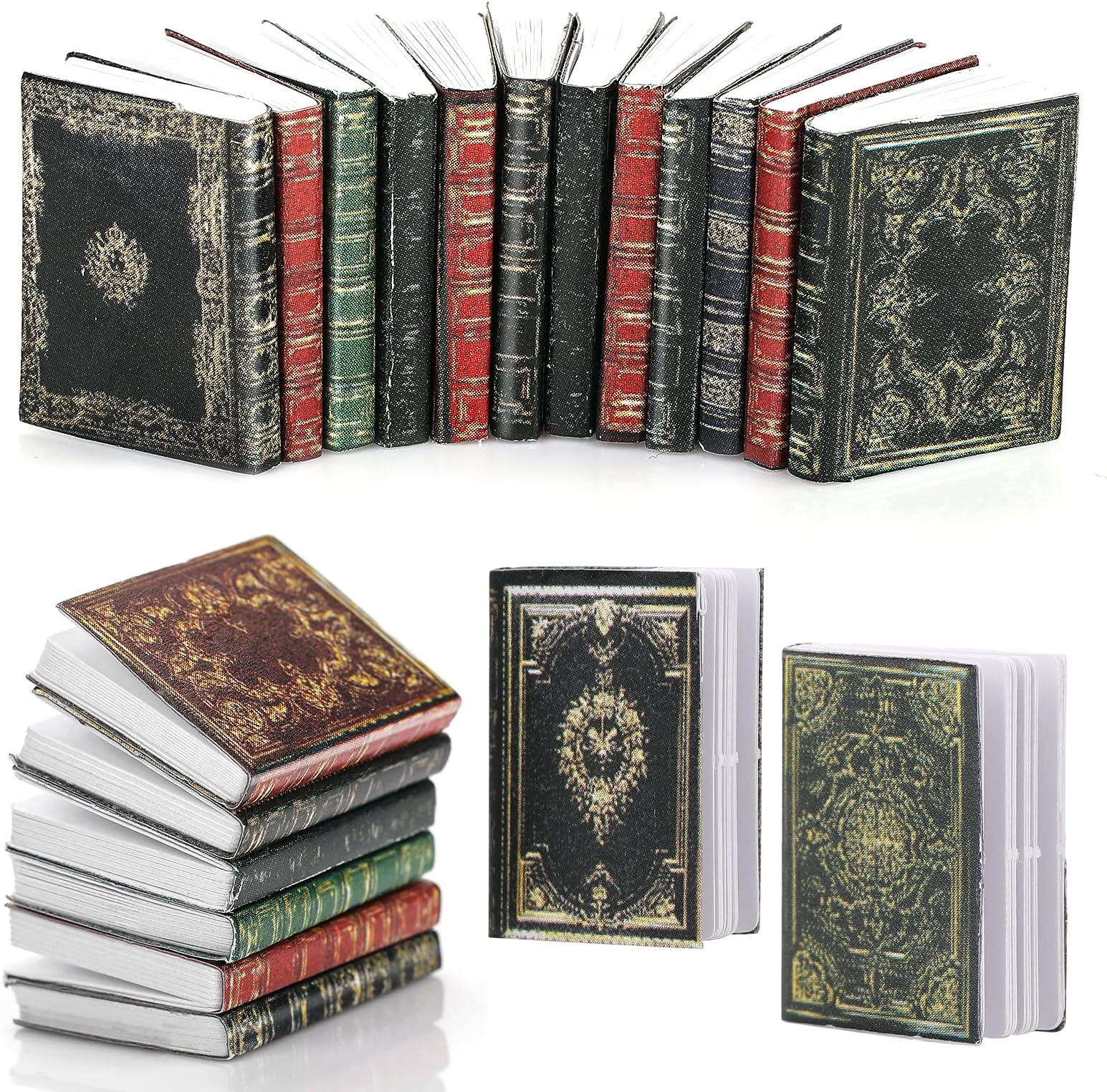 Molain Miniatures Dollhouse Books, Mini Books Dollhouse Accessories 1:12 Miniatures Books Dollhouse Decoration Accessories for Dollhouse Study Room Bedroom Library (12 Pcs A)