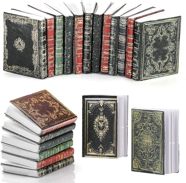 Molain Miniatures Dollhouse Books, Mini Books Dollhouse Accessories 1:12 Miniatures Books Dollhouse Decoration Accessories for Dollhouse Study Room Bedroom Library (12 Pcs A)