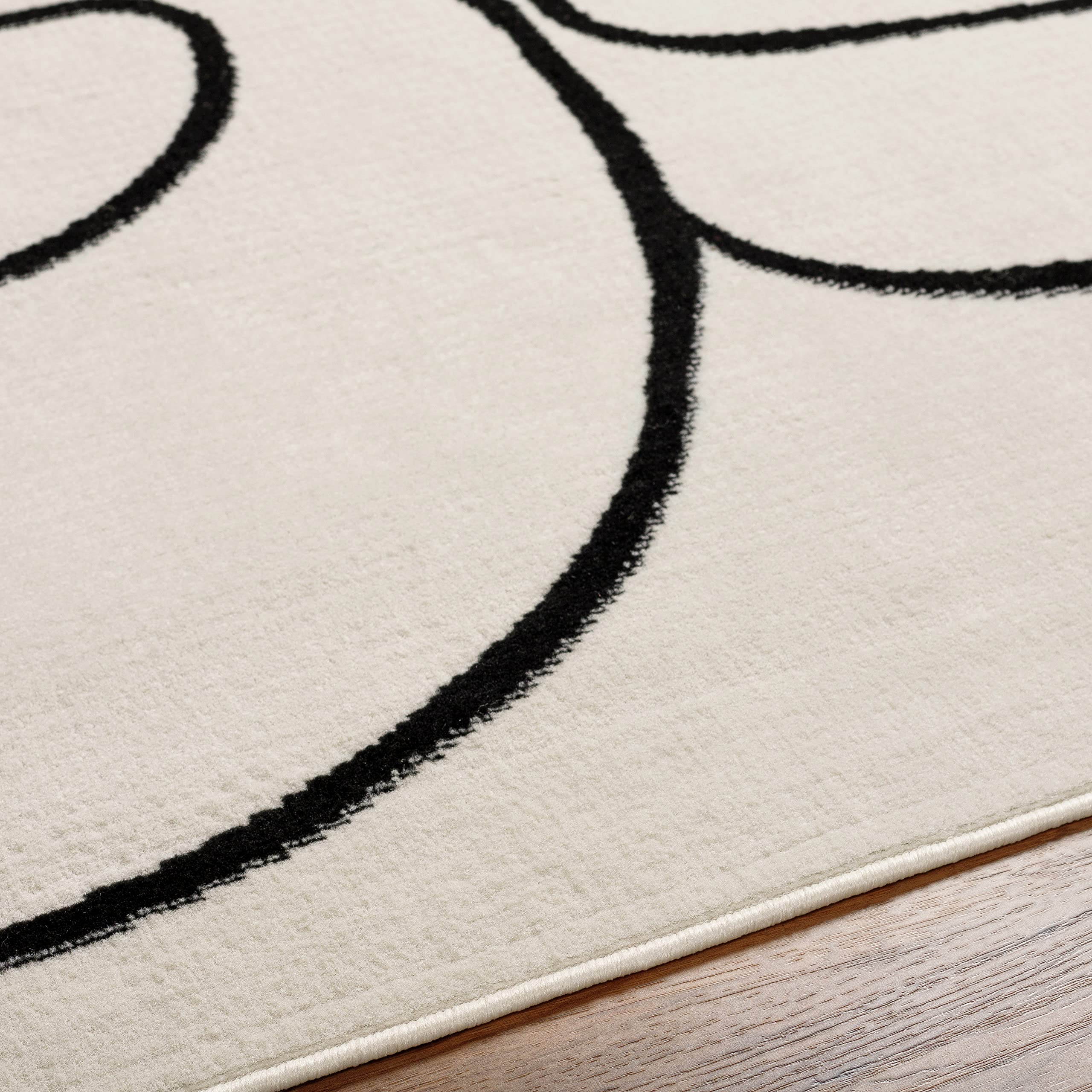 Surya Fremont Tapis de Salon Moderne – Design Abstrait Aspect marbre pour Salon, Salle à Manger, Chambre à Coucher – Tapis en marbre Doux, à Poils Courts, Grand 152 x 213 cm, Noir
